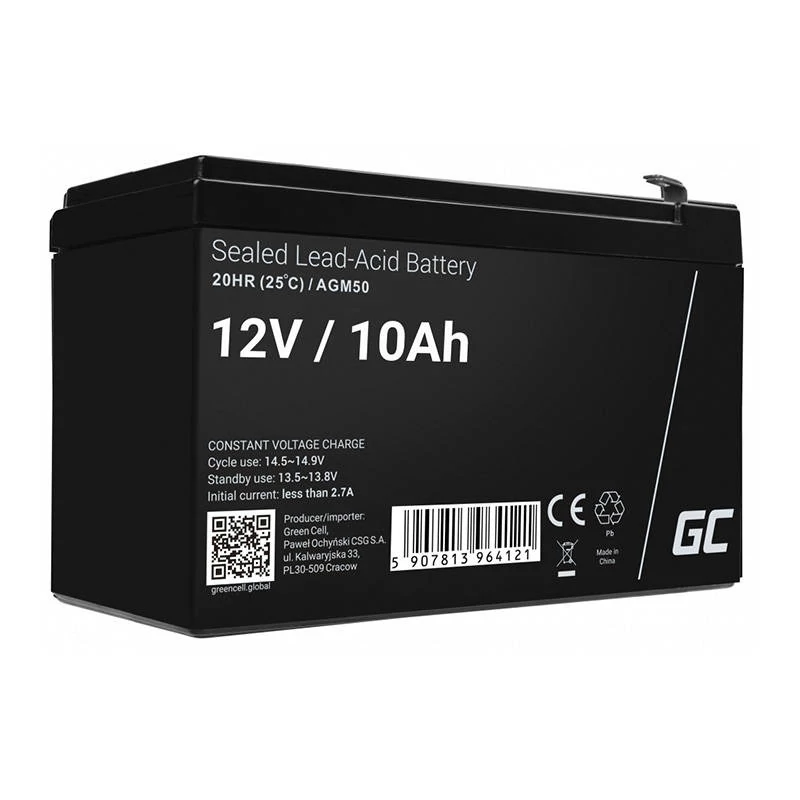 Green Cell AGM50 12V 10Ah Újratölthető AGM VRLA Akkumulátor (UPS, játékautó, fűnyíró)