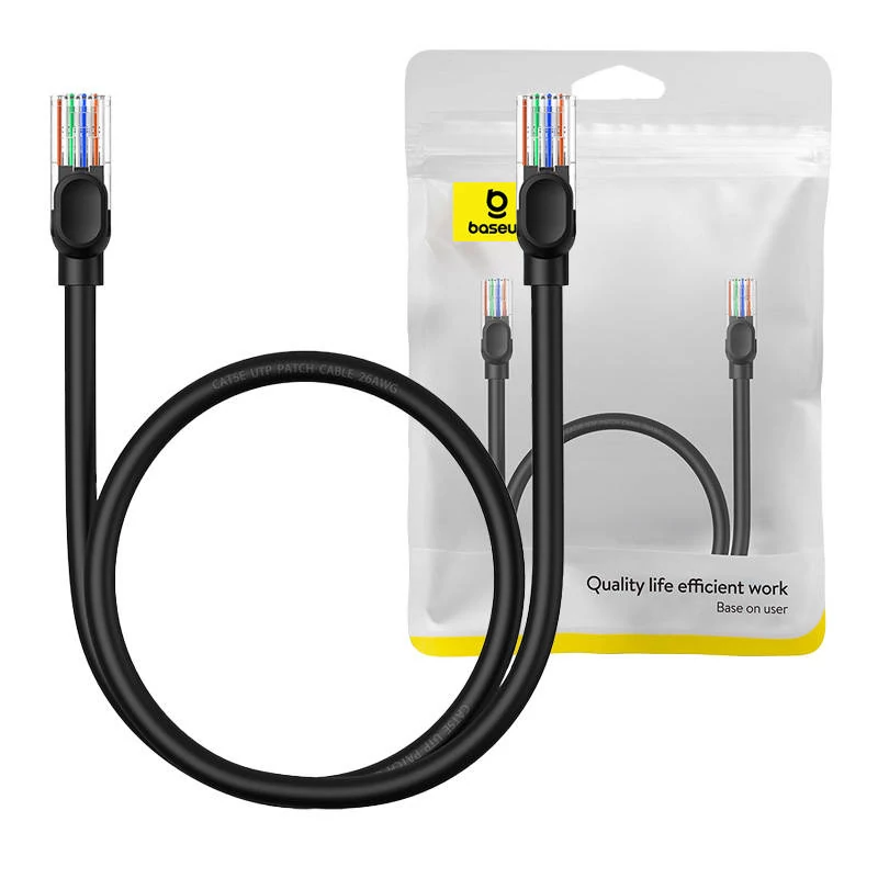 Baseus CAT5 Ethernet hálózati kábel, 0,5 m, fekete