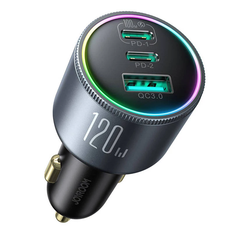 Joyroom JR-CCN07 autós töltő, 3-Port C to C, 120 W, (szürke)