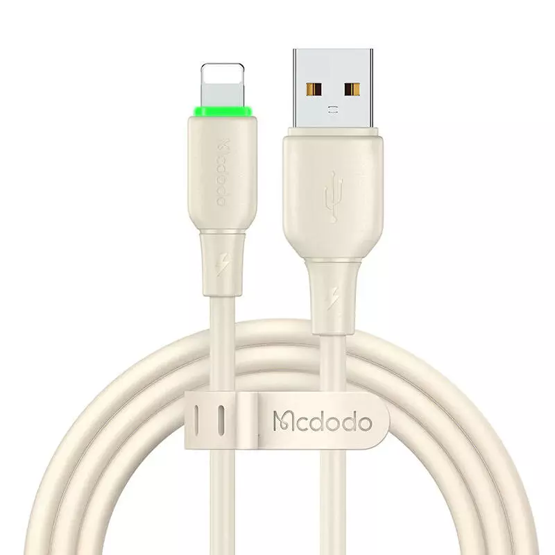 Mcdodo CA-4740 USB - Lightning kábel LED fénnyel 1,2 m (bézs)