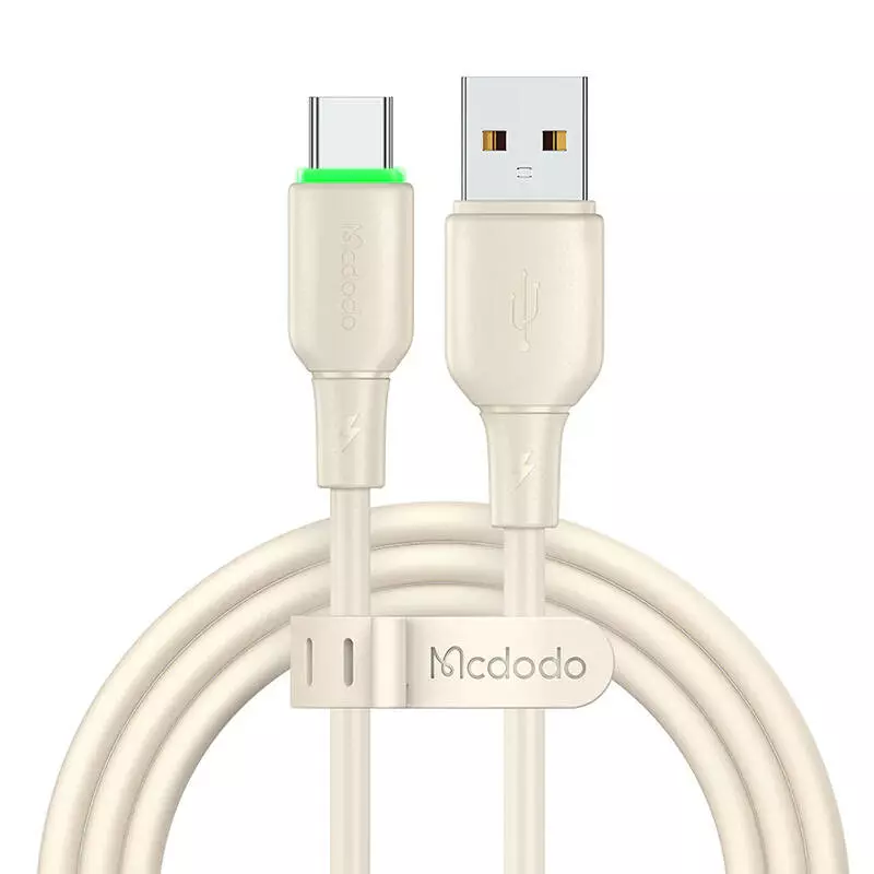 Mcdodo CA-4750 USB-A - USB-C Adat- és töltőkábel LED jelzőfényjel 1.2m (bézs)