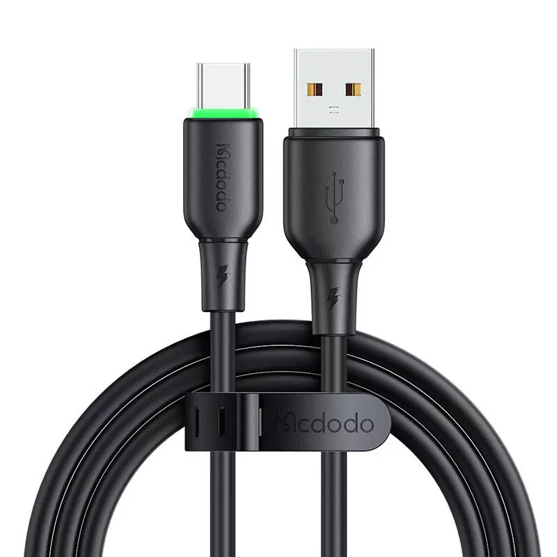Mcdodo CA-4751 USB-A - USB-C Kábel LED Fénnyel 1,2m (Fekete)