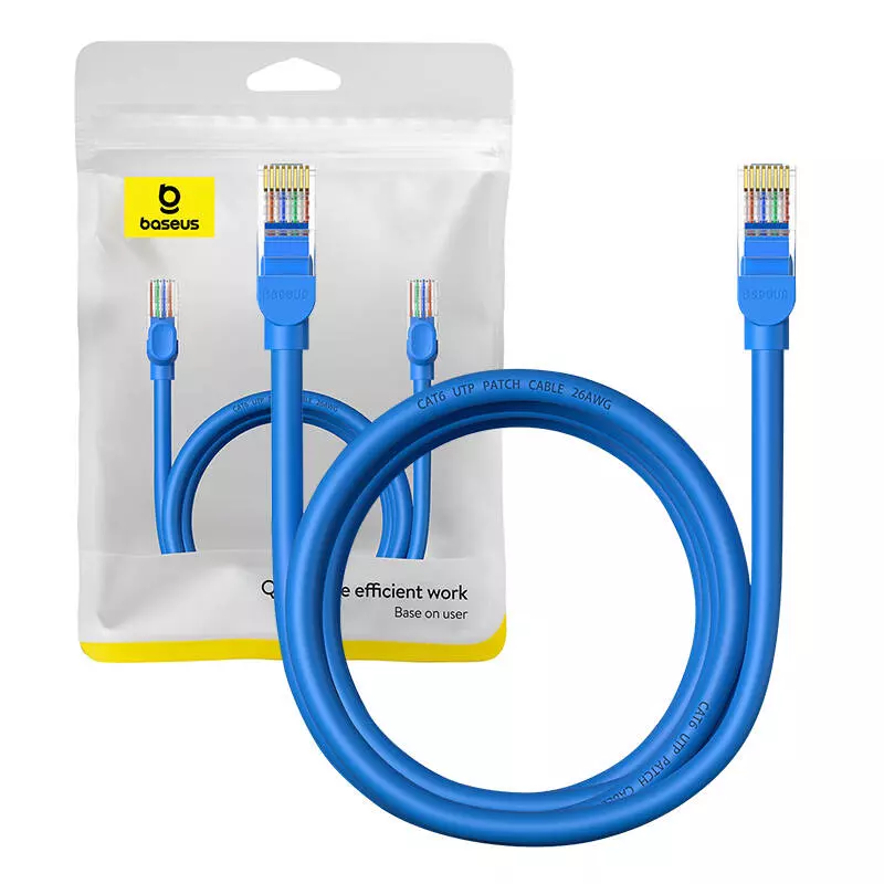 Baseus kerek Ethernet kábel, RJ45 csatlakozókkal, Cat.6, 2 méter, kék