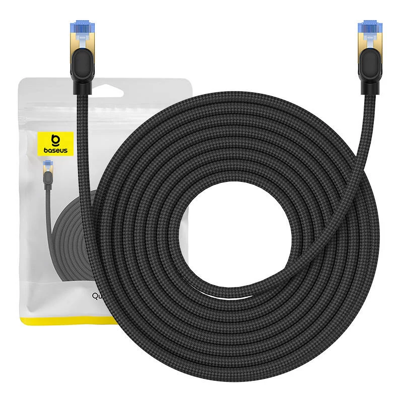 Baseus Cat.7 fonott Ethernet kábel, 10 Gbps, 10 méter, fekete