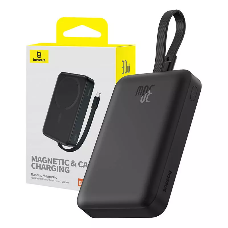 Baseus MagSafe Magnetic Mini Powerbank 10000mAh, USB-C, 30W (fekete)