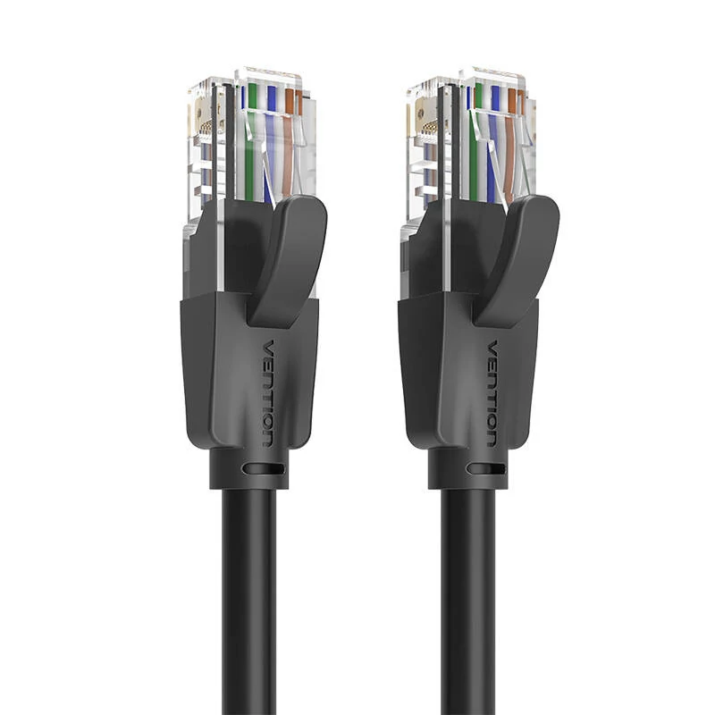 Vention IBEBK Cat6 UTP Hálózati kábel 1000Mbps RJ45 csatlakozóval, 8 méter, Fekete