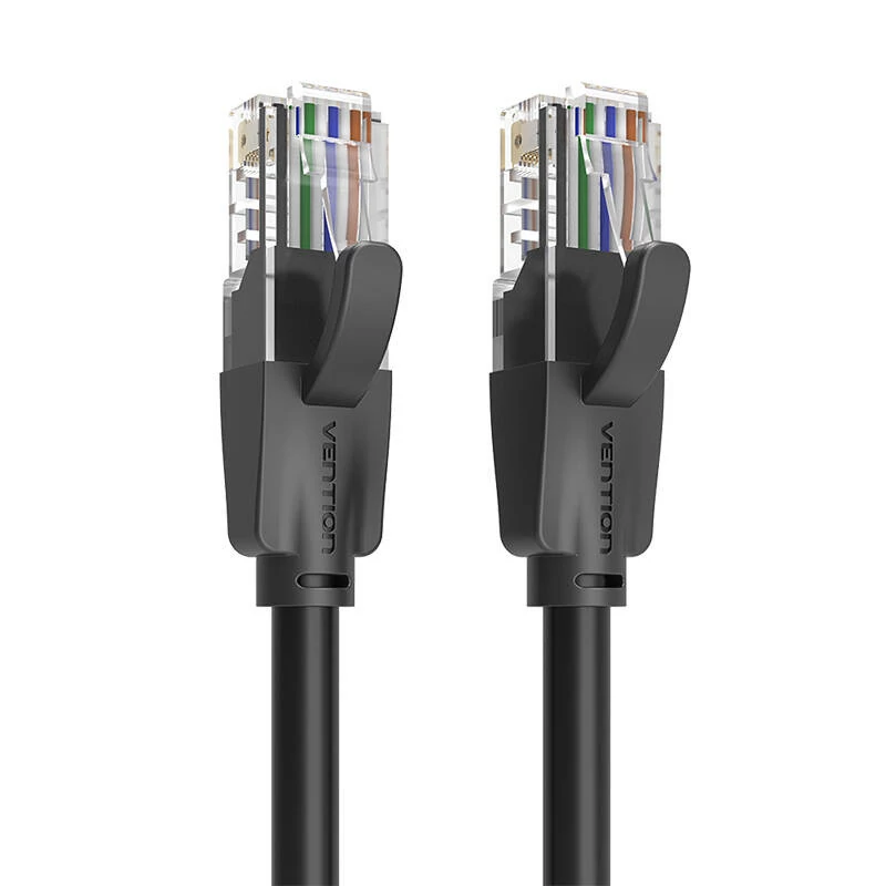 Vention IBEBS CAT6 UTP Ethernet kábel, RJ45 csatlakozókkal, 1000 Mbps, 25 méter, fekete