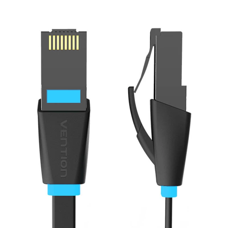 Vention IBJBF CAT6 UTP Lapos Hálózati Kábel (RJ45 Csatlakozó, 1000 Mbps, 1 m, Fekete)