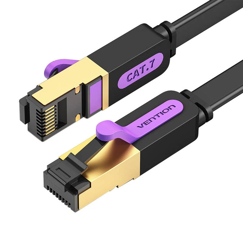 Vention ICABF UTP CAT7 Ethernet Lapos Hálózati Kábel 10 Gbps 1m Fekete