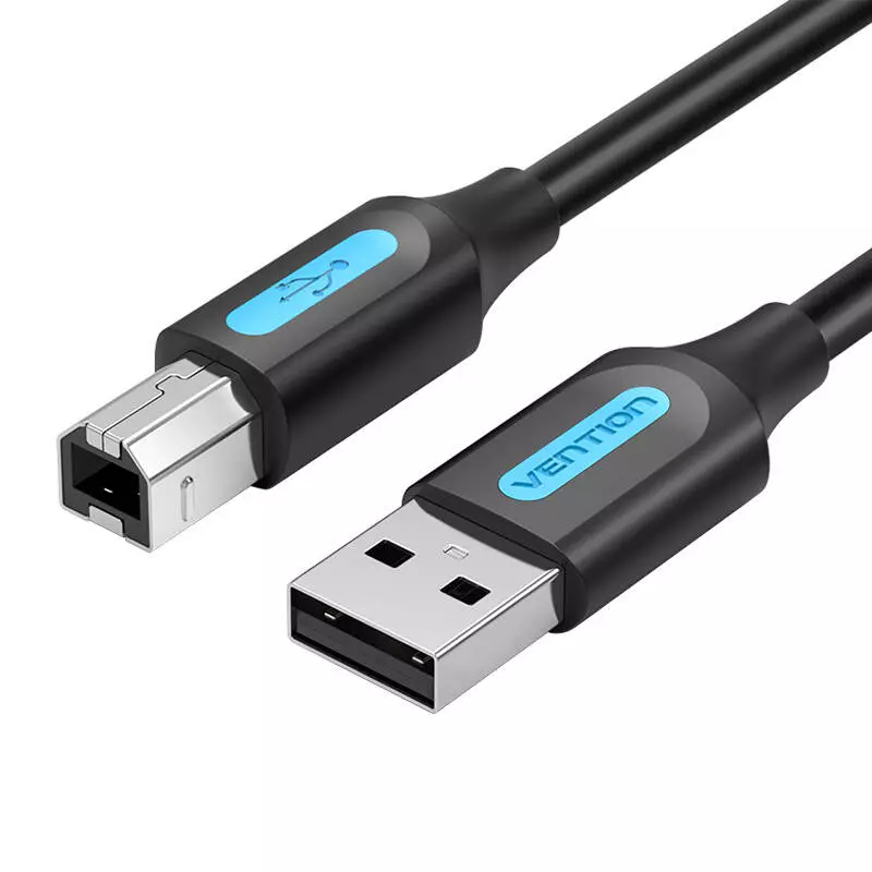 Vention COQBJ USB 2.0 A - B kábel, 2A, 5 méter, fekete PVC