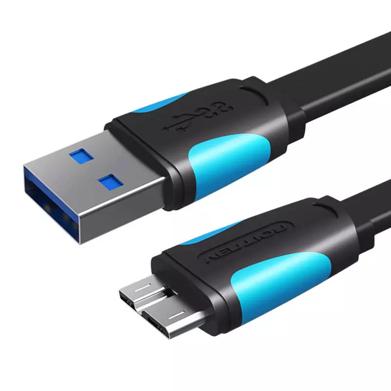 Vention VAS-A12-B100 Lapos USB 3.0 A - MicroUSB-B kábel, 1 méter, fekete