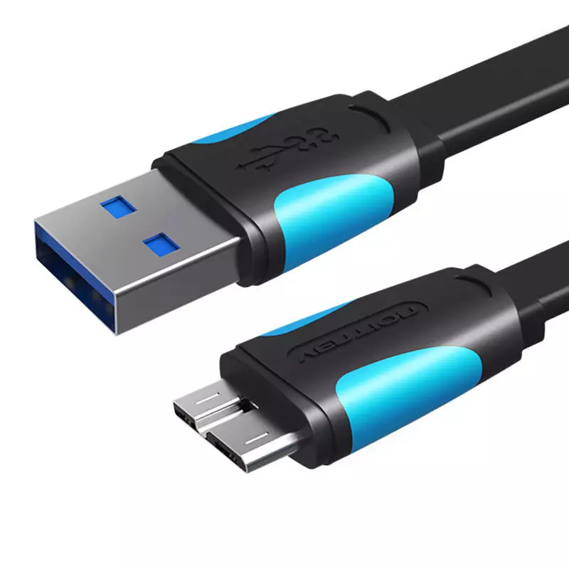 Vention VAS-A12-B150 Lapos USB 3.0 A - MicroUSB-B Kábel, 1,5 Méter, Fekete