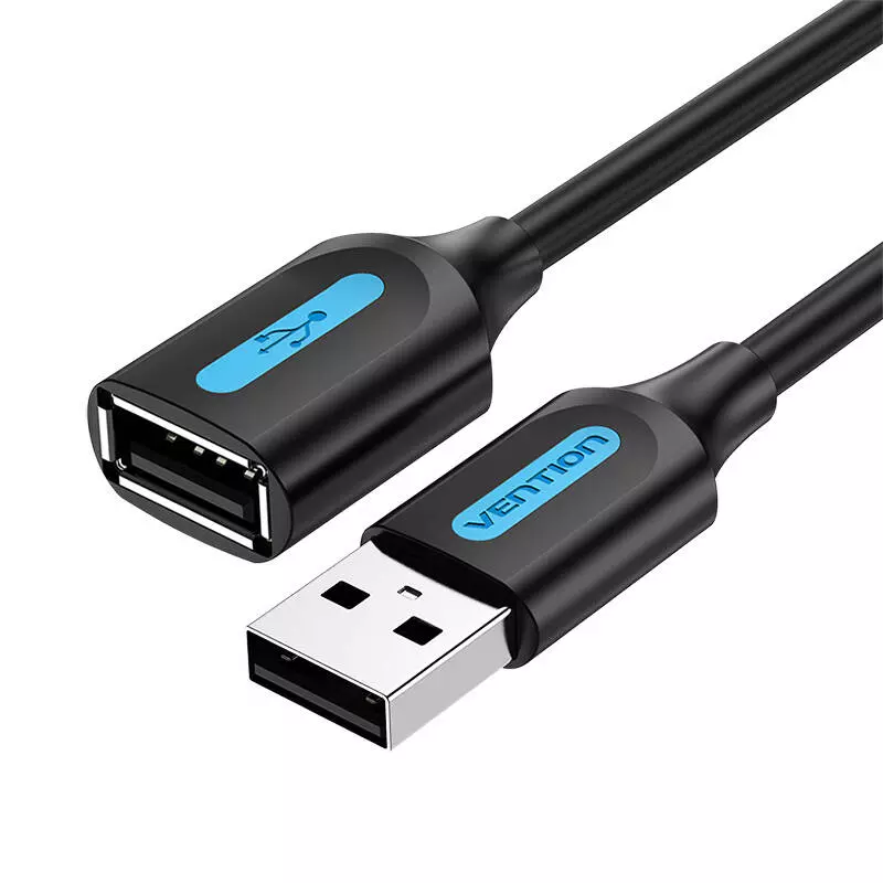 Vention CBIBI USB 2.0 hosszabbító kábel, A-apa - A-anya, 3 méter, Fekete