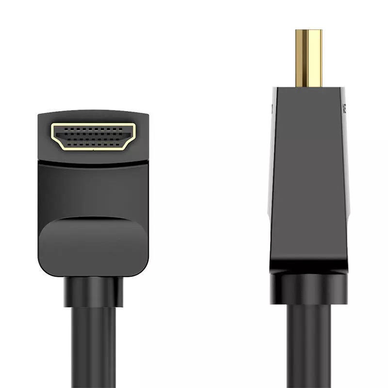 Vention AARBI HDMI 2.0 kábel, 3 méter, 90 fokos szögben hajlított csatlakozóval, 4K 60Hz, fekete
