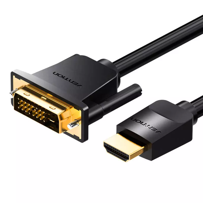 Vention ABFBH 2 méteres HDMI - DVI (24+1) kábel, 4K 60Hz/1080p 60Hz (Fekete)