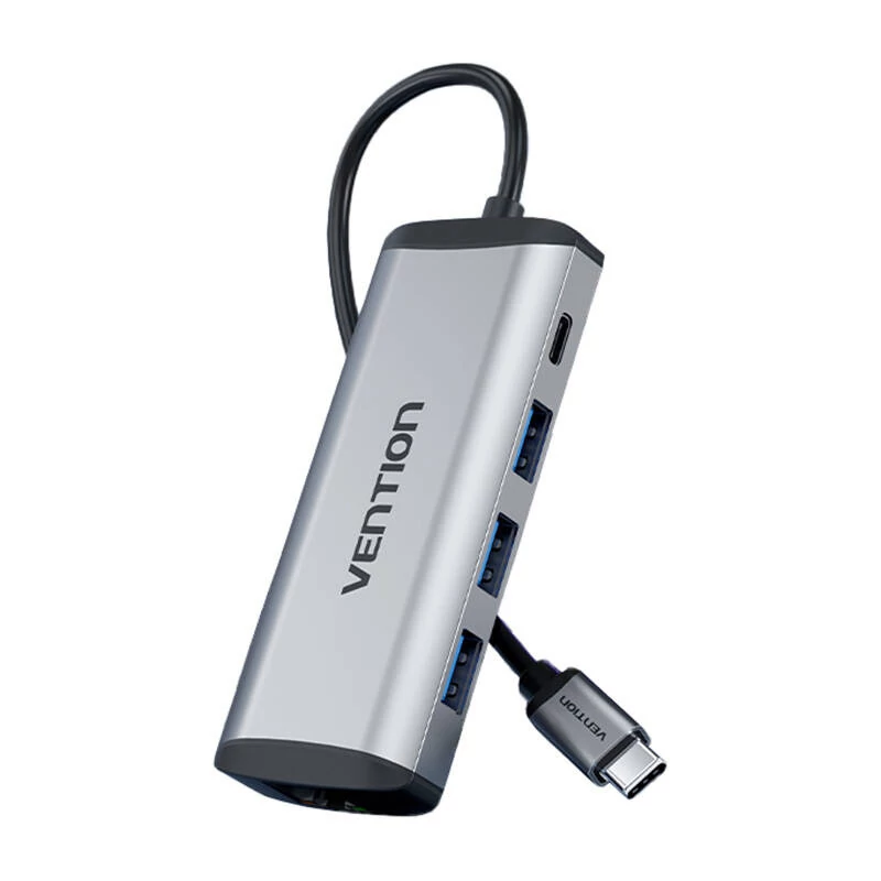 Vention THAHB USB-C dokkolóállomás szürke (3x USB 3.0, PD, 0,15 m)