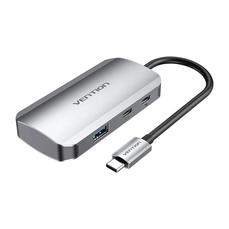 Vention TNDHB USB-C dokkolóállomás szürke (3x USB 3.0, PD, 0,15 m)