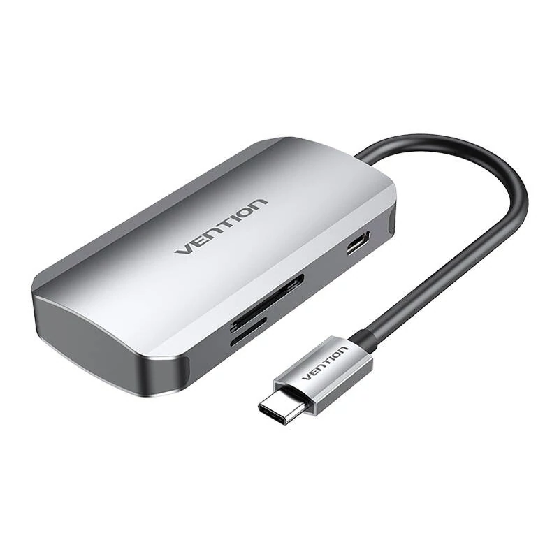 Vention TOIHB USB-C 4 az 1-ben Adapter Szürke, 0,15 m kábellel, 5 Gbps sebességgel, 4K felbontással