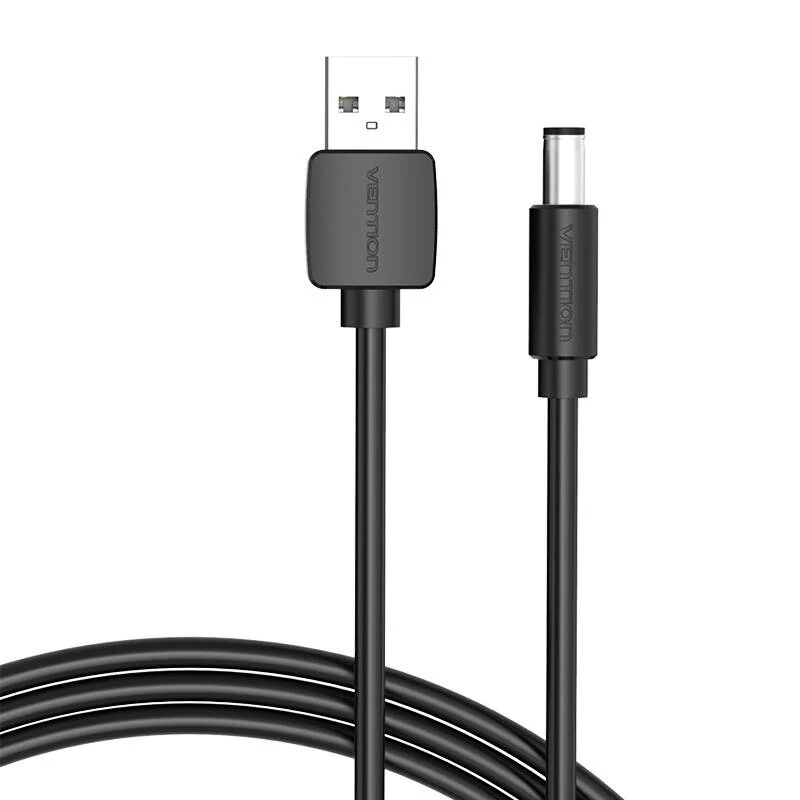 Tápkábel USB 2.0 - DC 5,5 mm hordós jack 5 V Vention CEYBF 1m (fekete)
