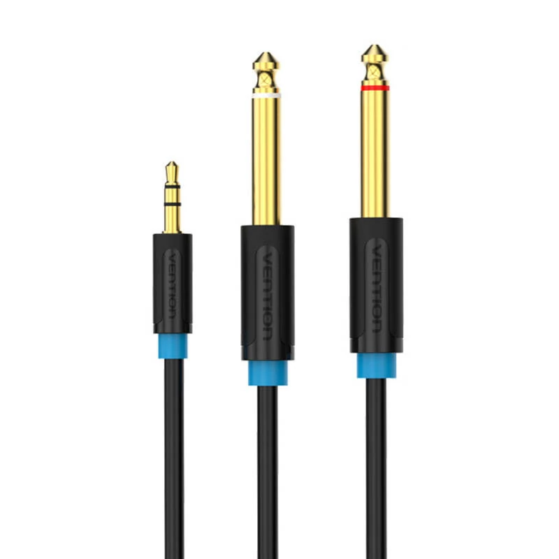 Vention BACBH 3,5 mm TRS - 2x 6,35 mm Jack Audiokábel (2 méter, fekete)