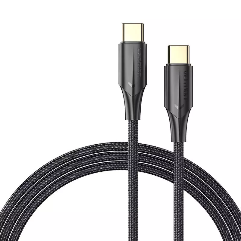 Vention TAUBH USB-C 2.0 - USB-C 2.0 kábel, 2 méter, 3A, LED, fekete