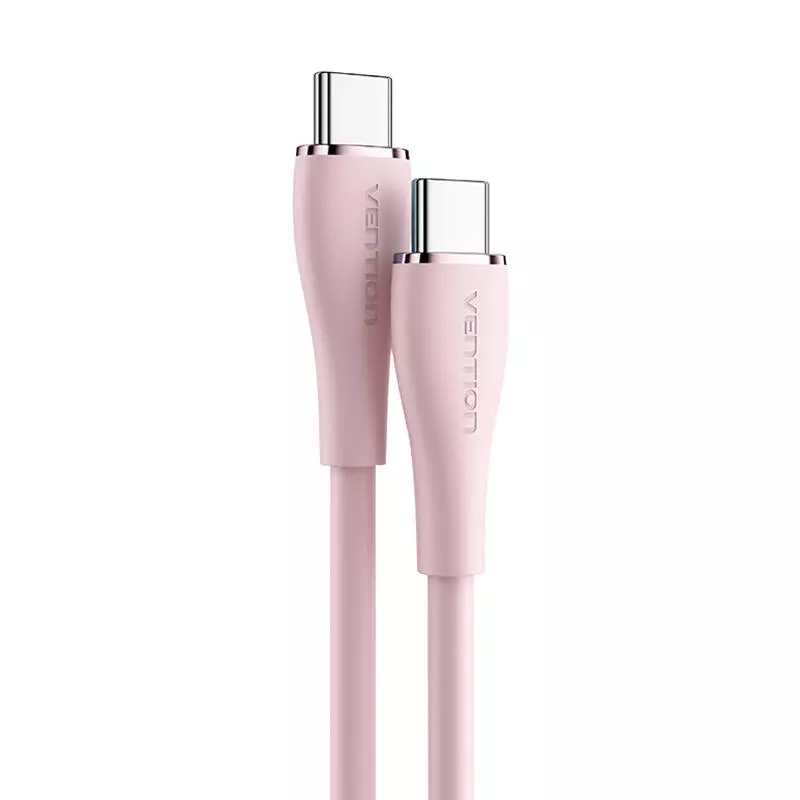 Vention TAWPF USB-C 2.0 - USB-C 2.0 kábel, 1m, rózsaszín szilikon, PD 100W