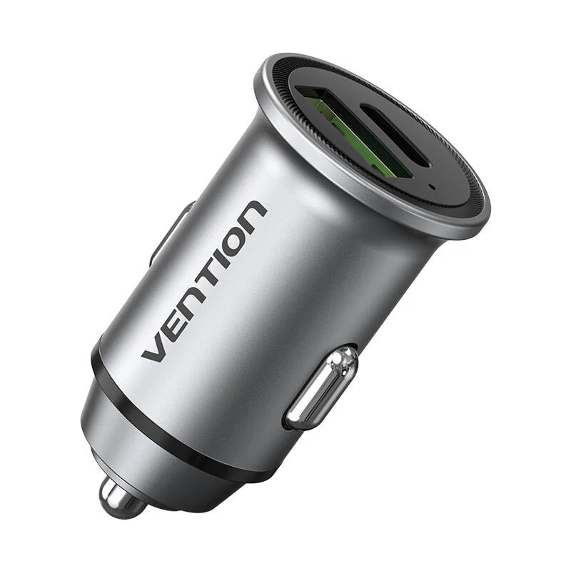 Vention FFBH0 Dupla USB-s Autóstöltő (18/20W szürke)