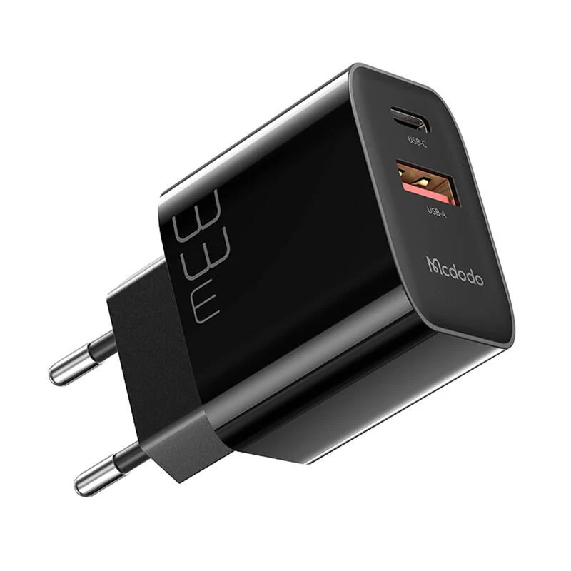 Mcdodo CH-0921 GaN 33W Hálózati Töltő USB-C és USB-A Csatlakozókkal (Fekete)