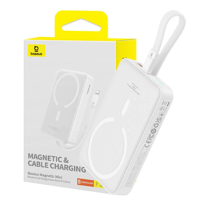 Baseus Magnetic Mini 10000mAh Powerbank, USB-C 20W MagSafe (fehér)