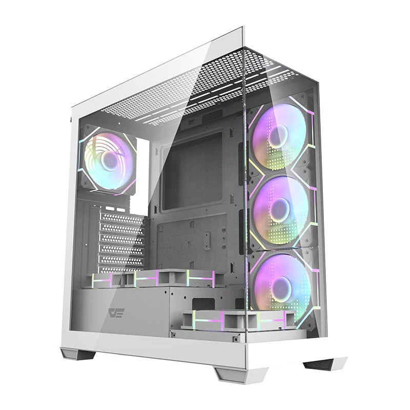 Darkflash DS900 (fehér) számítógép ház + 7 ARGB ventilátor