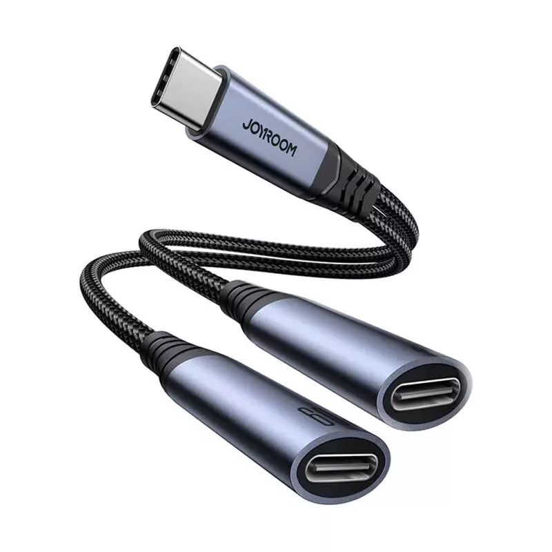 Joyroom SY-C03 2 az 1-ben USB-C apa - dupla USB-C anya audio adapter (fekete)