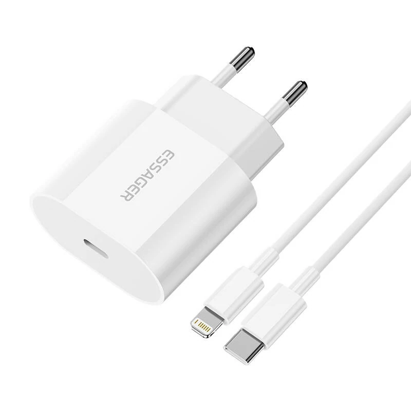 Essager 20W PD Gyorstöltő Fej USB-C - Lightning Kábellel (Fehér)