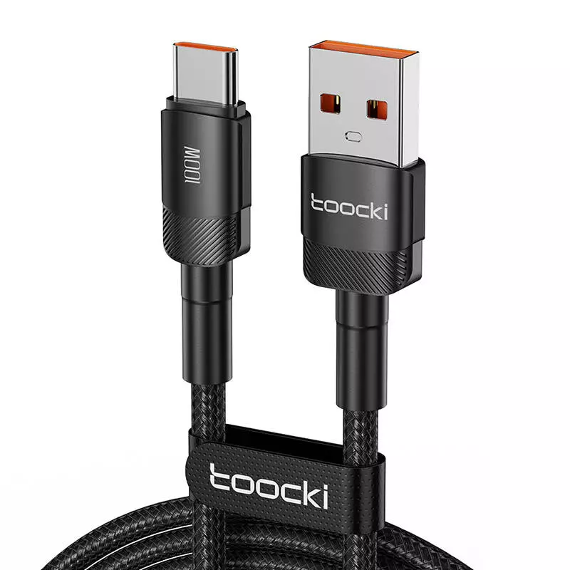 Toocki TXCT-HY01 USB-A to USB-C Csatlakozóval adat és töltő Kábel, 1 méter, Fekete, 100W