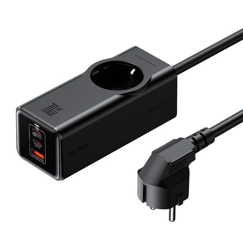 McDodo CH-4620 EU GaN Hálózati Elosztó 2x USB-C, 1x USB (Fekete)