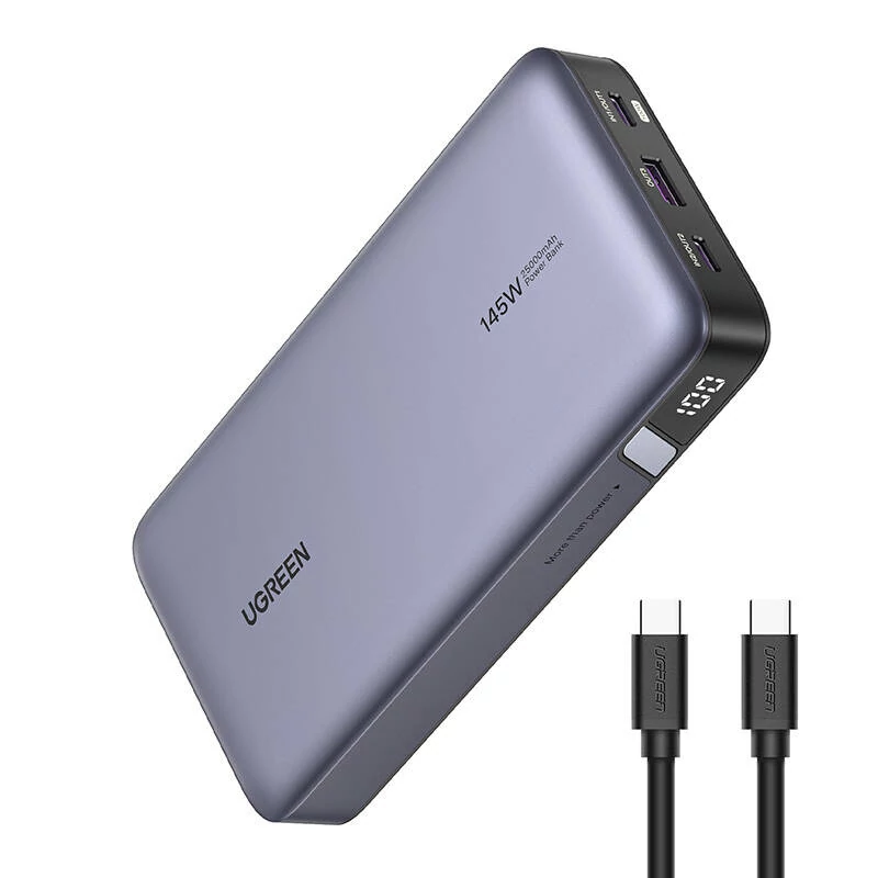 Ugreen PB205 25000mAh Powerbank, USB + 2x USB-C, 145W PD (Szürke)
