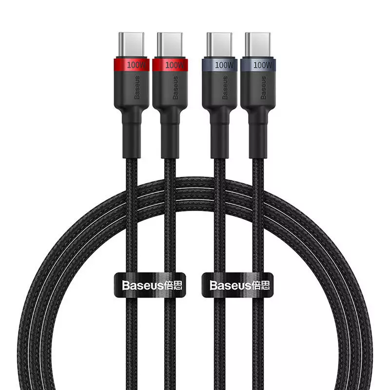 Kábel Baseus Cafule USB-C - USB-C 100 W, 1 m, 2 db (piros fekete, szürke fekete)