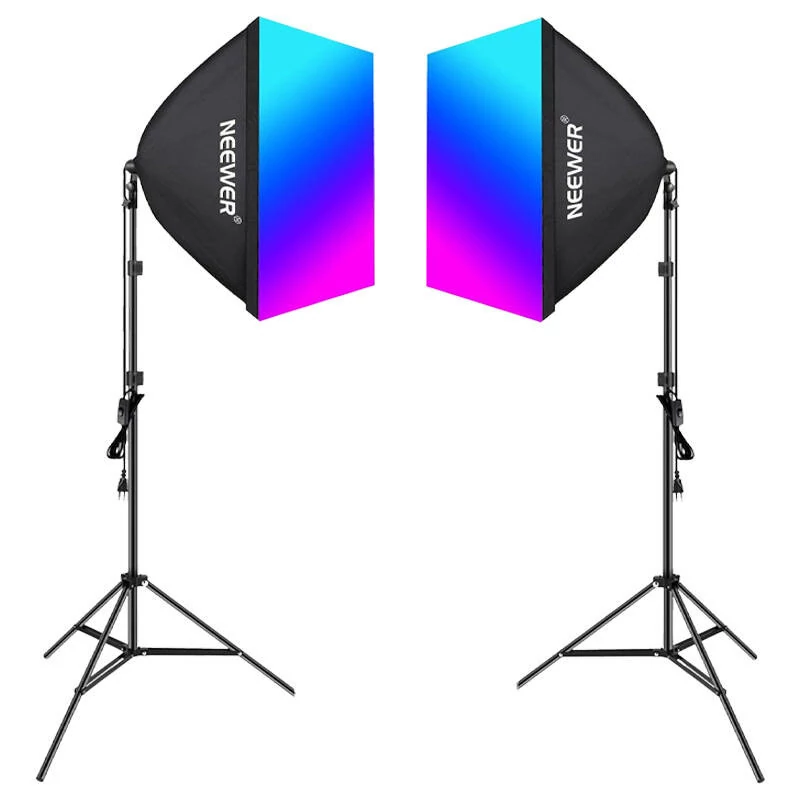 Neewer NK800 készlet 2 softbox + RGB izzók 24W 2700-6500K + állványok + zárólapok