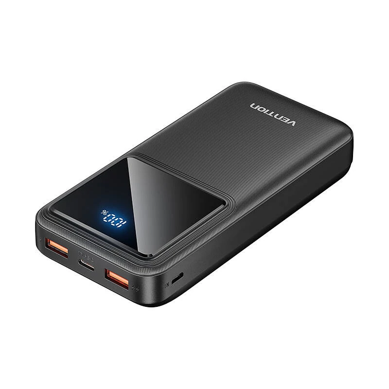 Vention FHLB0 power bank, 20000mAh, Micro-USB, USB-C, 2xUSB-A, 22.5W (fekete)