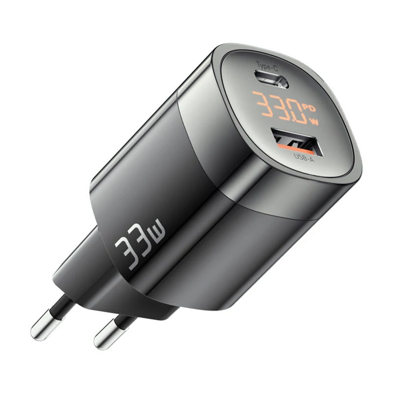 Essager ECTCA-LYB01-Z GaN hálózati töltő, USB-A, USB-C, 33W (fekete)