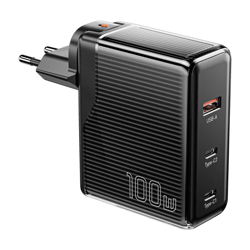 Essager ECT2CA-ZXB01-Z GaN fali töltő USB-A, USB-C 100W (fekete)