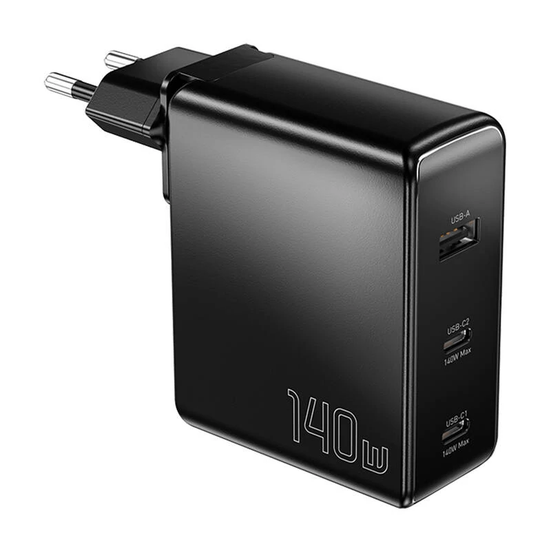 Essager ECT2CA-MQB01-Z fali töltő, 2x USB-C, USB-A, 140W (fekete)