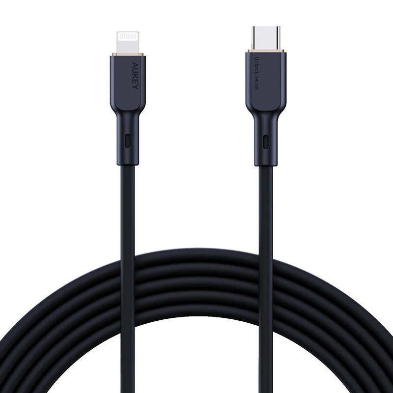Aukey CB-SCL1 USB-C - Lightning kábel, 27 W, 1 m (fekete)