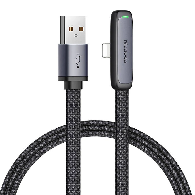 Mcdodo CA-2790 USB - lightning derékszögű  kábel, 1.2 m (fekete)