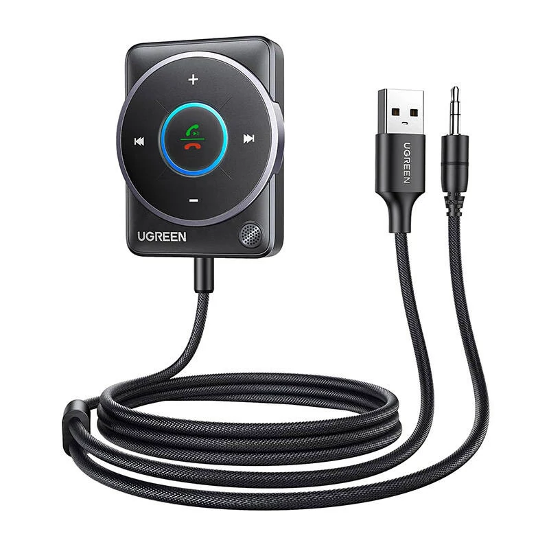 Ugreen CM723 Bluetooth 5.4 adapter, USB + 3,5 mm mini jack csatlakozóval, beépített mikrofonnal (fekete)