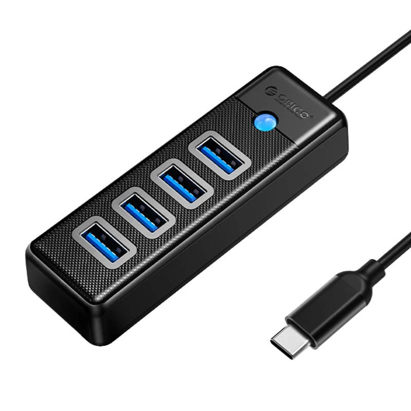Orico USB-C - 4x USB 3.0 elosztó, 5Gbps, 0,15 m (fekete)