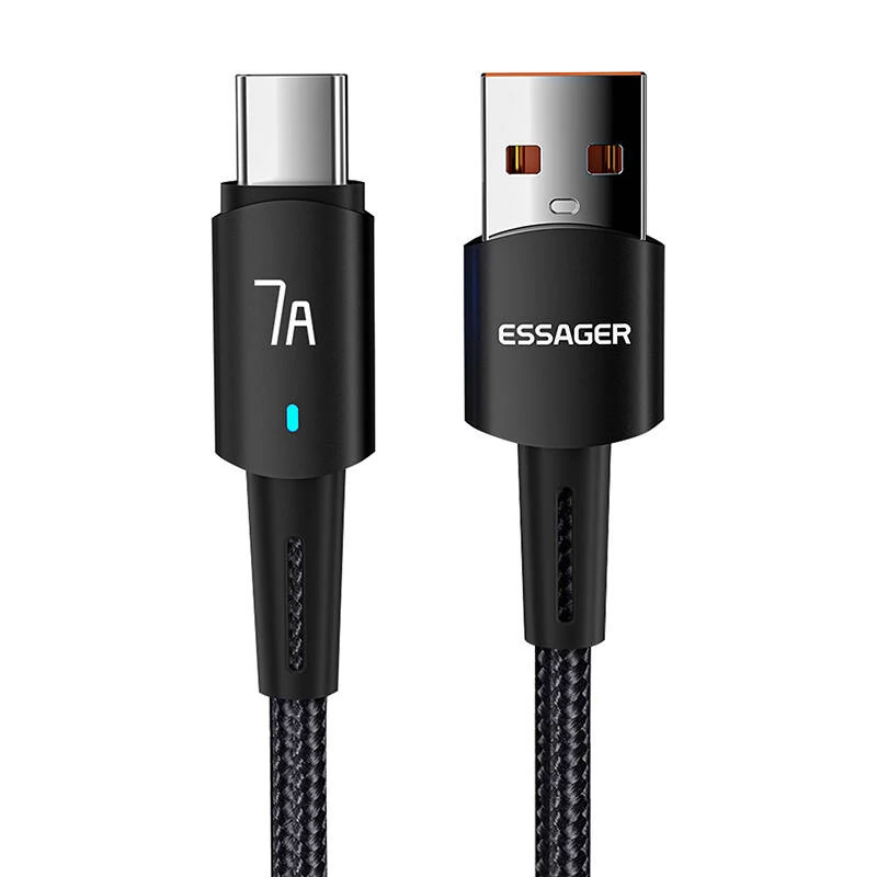Essager Sunset USB–USB-C 7A 2m kábel (fekete)