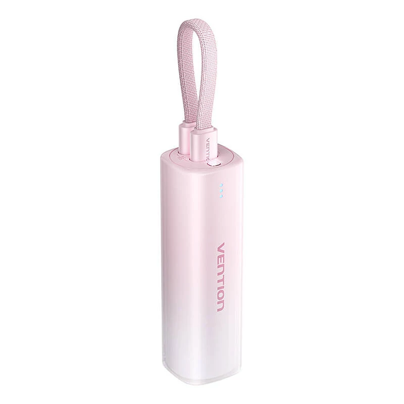 Vention FHWR0 hordozható töltő 5000mAh 20W + USB-C - Lightning kábellel (rózsaszín)