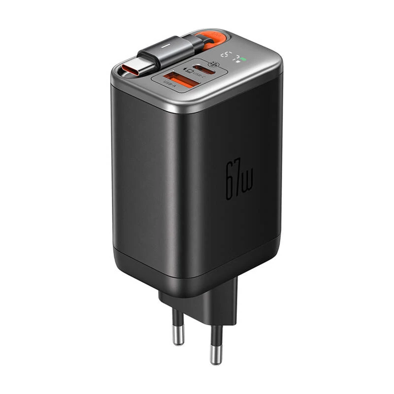 McDodo CH-4100 67W GaN 2 az 1-ben USB-C+A töltő, 65cm USB-C kábel, fekete
