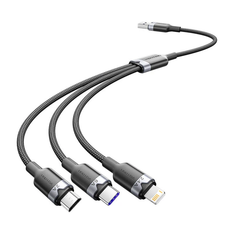 Vention CTRBG USB 2.0 A-3-in-1 6A kábel 1.5M (fekete)