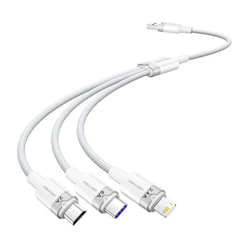 Vention CTRWG USB 2.0 A-3-in-1 6A kábel 1.5M (fehér)